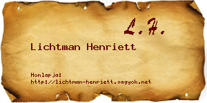 Lichtman Henriett névjegykártya